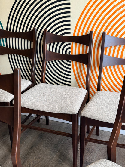 Set of 6 Dining Chairs with Newly Upholstered Seats