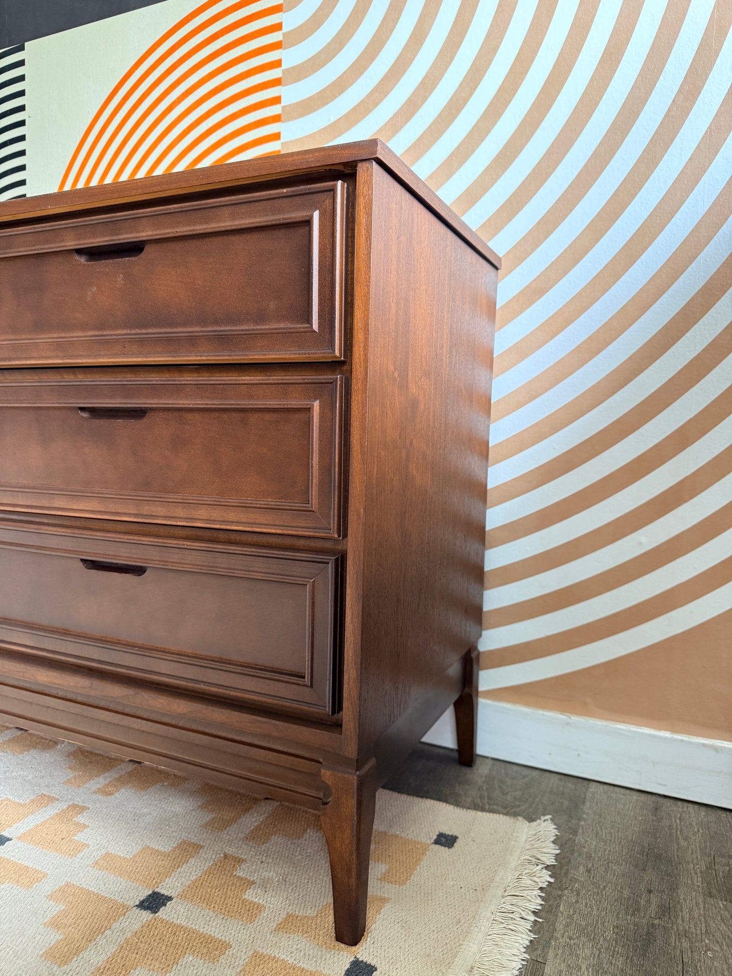 Vintage Walnut 9 Drawer Dresser