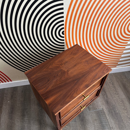 Vintage Two-tone Walnut Nightstand Table