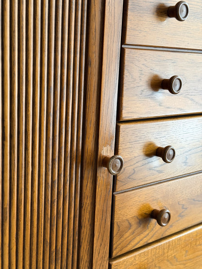 Vintage Oak Armoire with Drawers