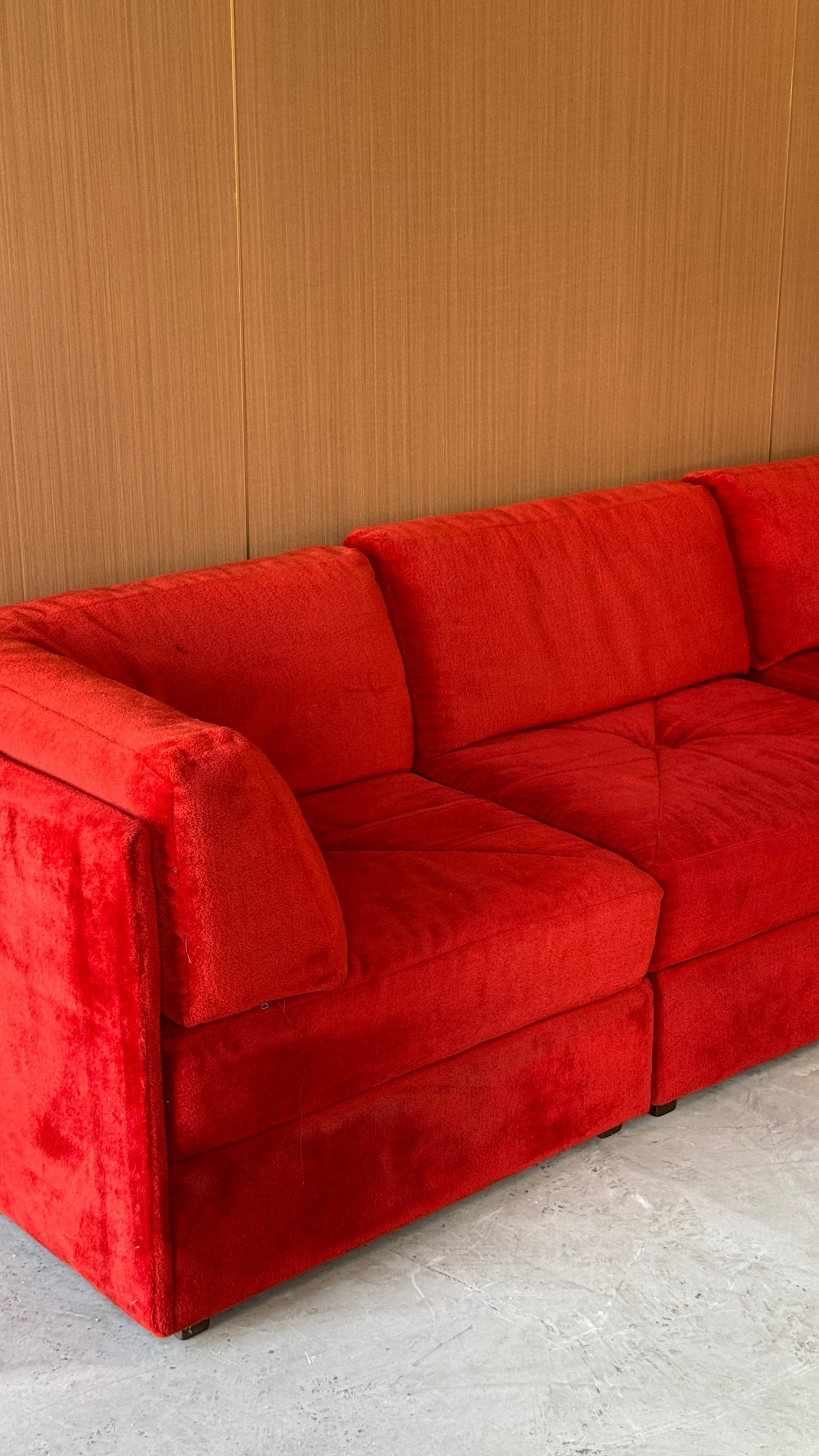 Vintage Red Modular Sectional Sofa
