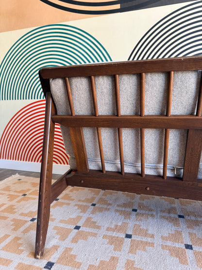 Vintage Mid Century Modern Wood Frame Loveseat