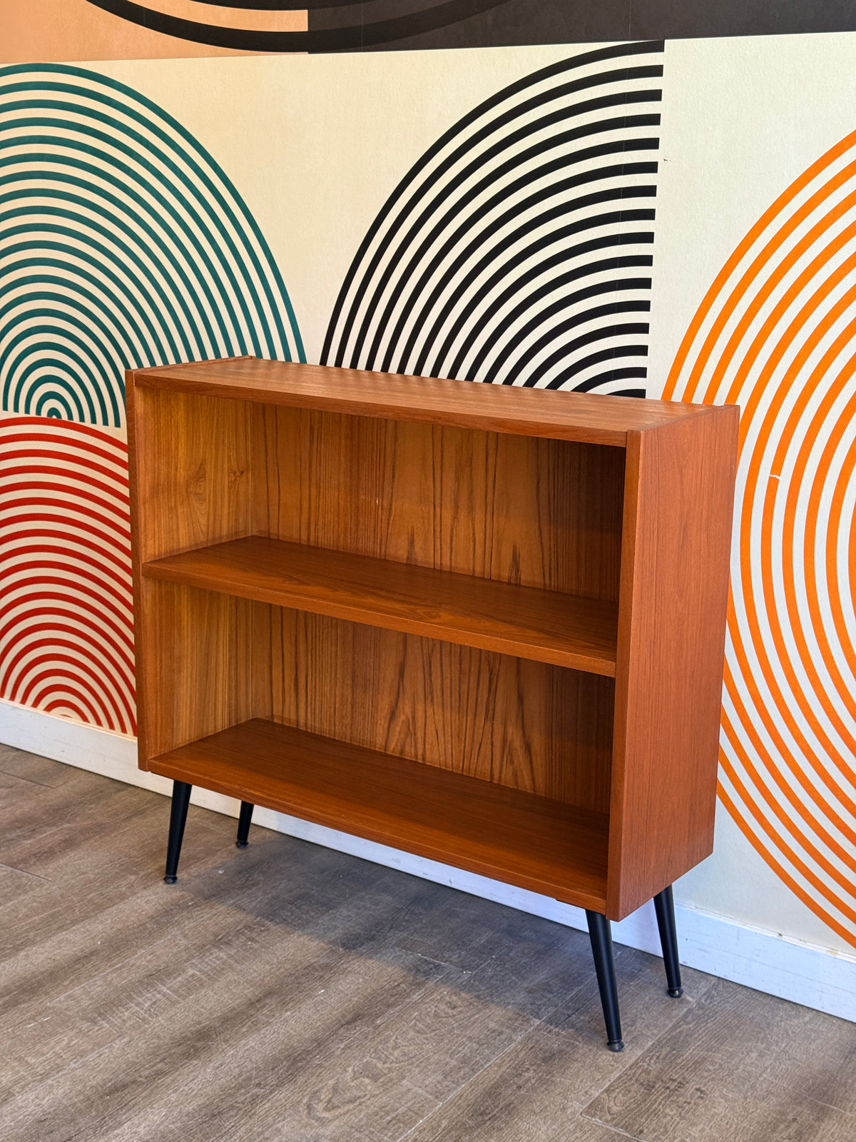 Vintage Teak Bookcase on Metal Legs