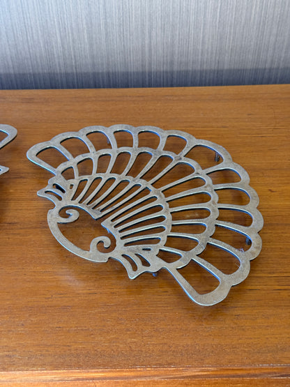 Vintage 1970s  Clamshell Trivets (Sold separately)