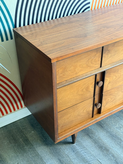 Vintage Walnut 6-Drawer Dresser