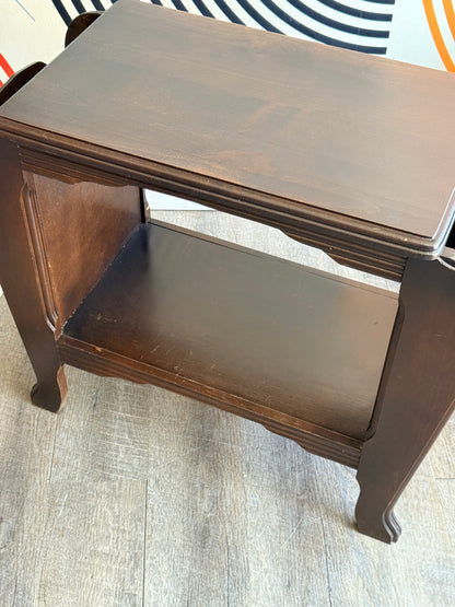 Vintage Wooden End Table with Magazine Rack