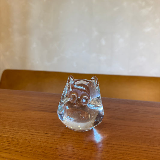 Vintage Glass Owl Figurine by FM Konstglas Ronneby Sweden