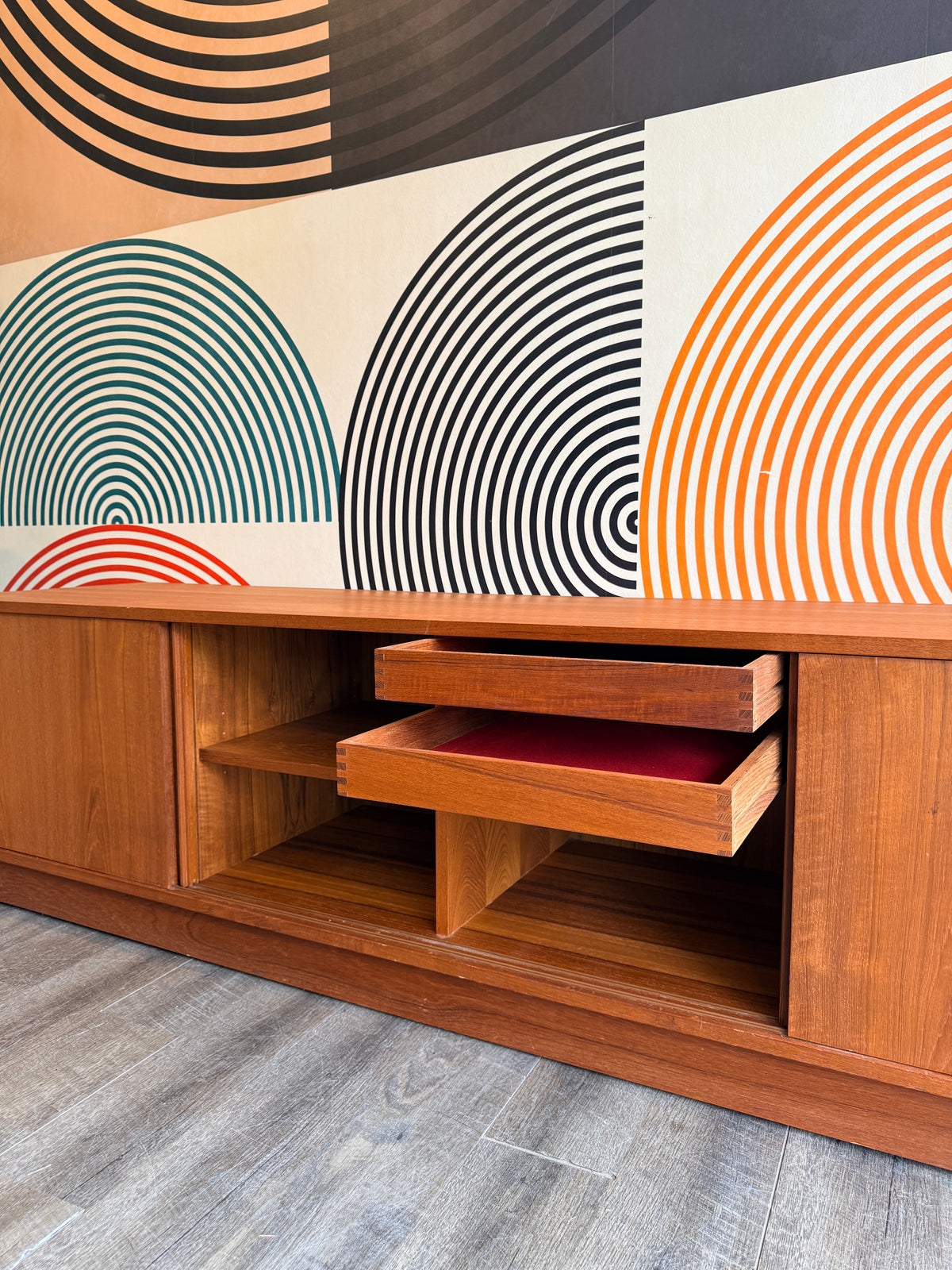 Low Teak Media Cabinet