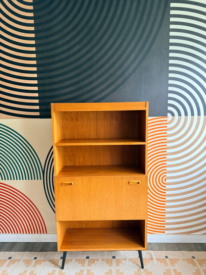 Vintage Teak Cabinet with a Drop-down Door