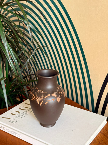 Vintage Terra Sigillata Carved Pottery Vase by Wormser