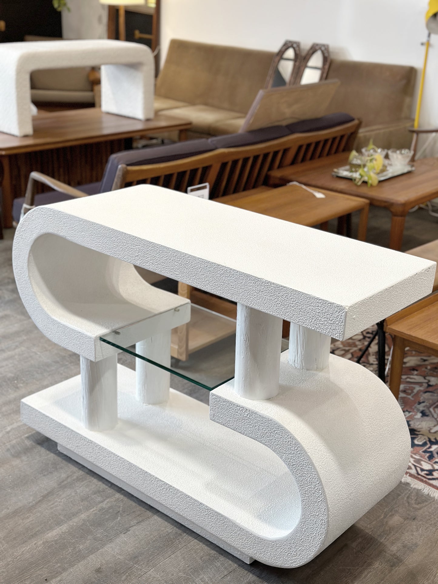 Post Modern Sculptural Plaster Console Table