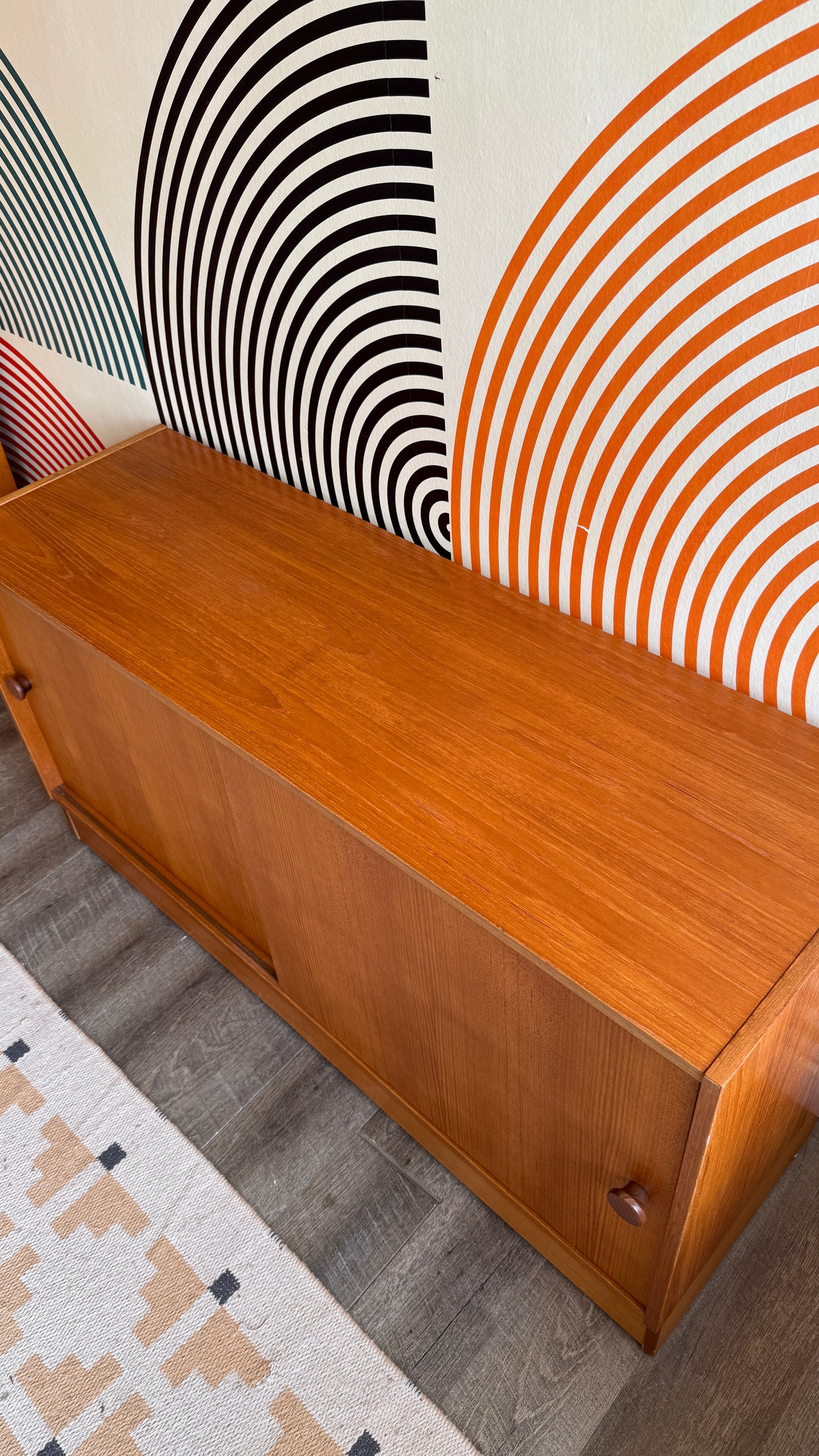 Vintage Teak Sliding Door Cabinet