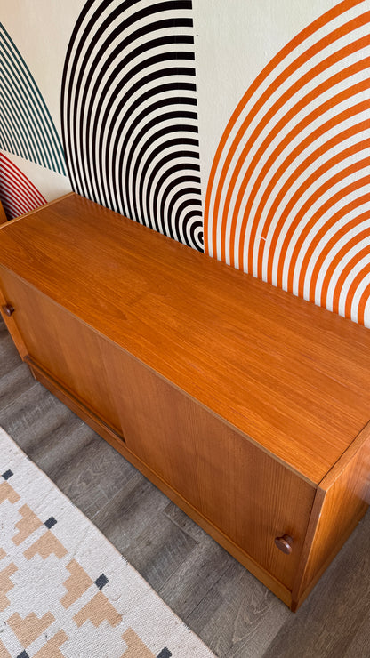 Vintage Teak Sliding Door Cabinet