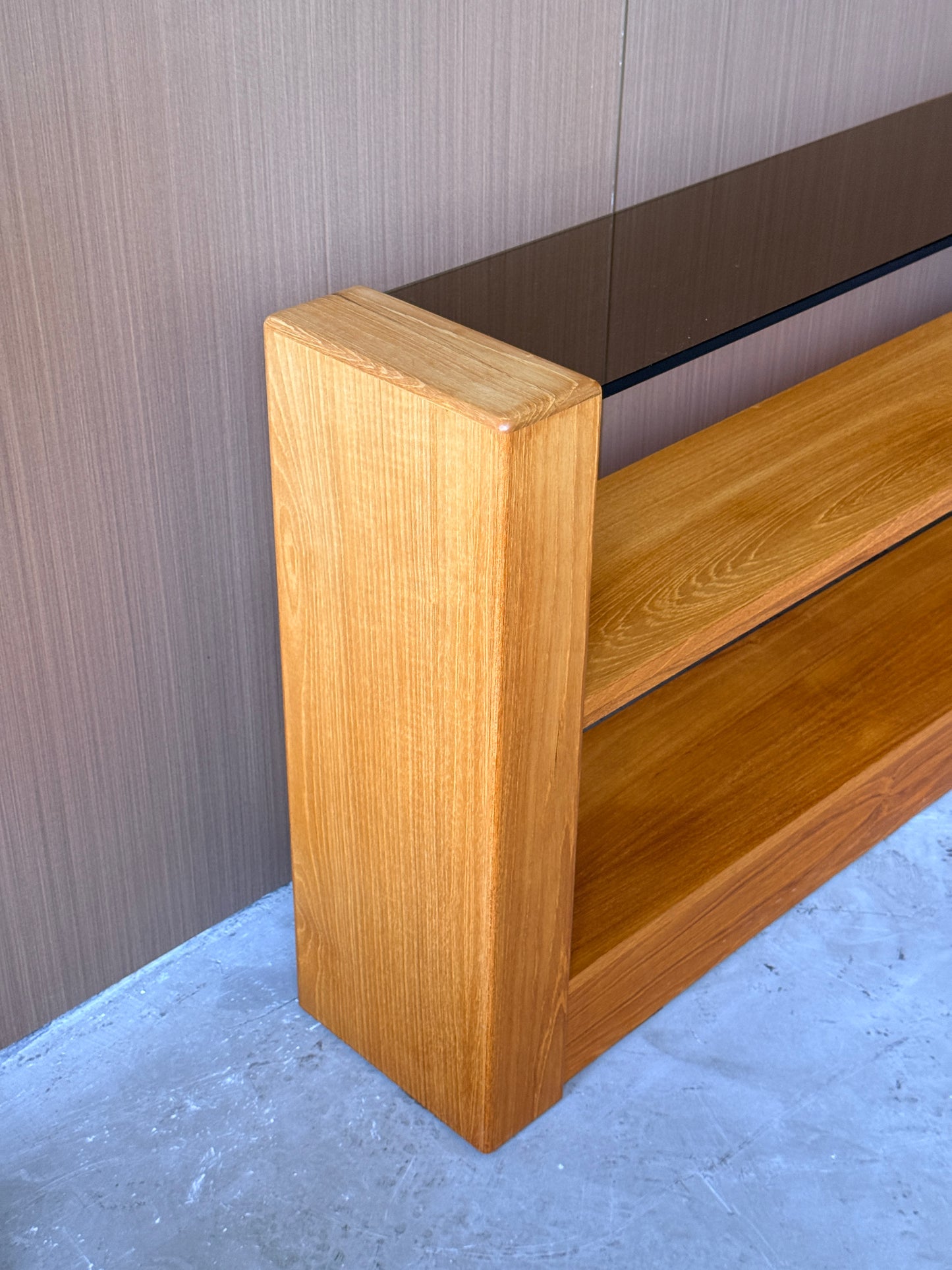 Vintage Teak and Smoked Glass Console