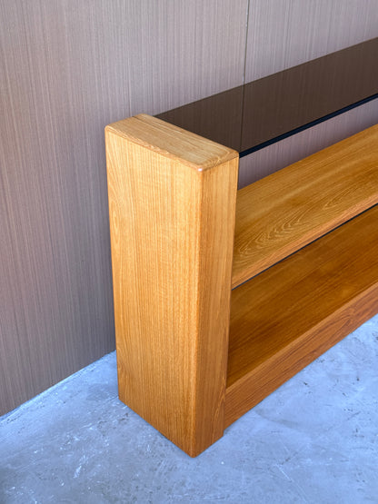Vintage Teak and Smoked Glass Console