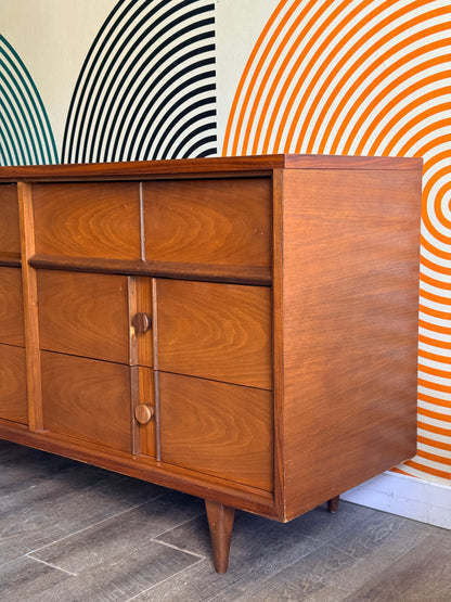 Vintage Walnut 6-Drawer Dresser
