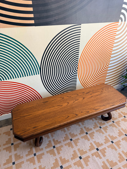 Vintage Traditional Wood Coffee Table with Sculpted Legs