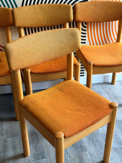 Midcentury Modern Set of 4 Oak Chairs