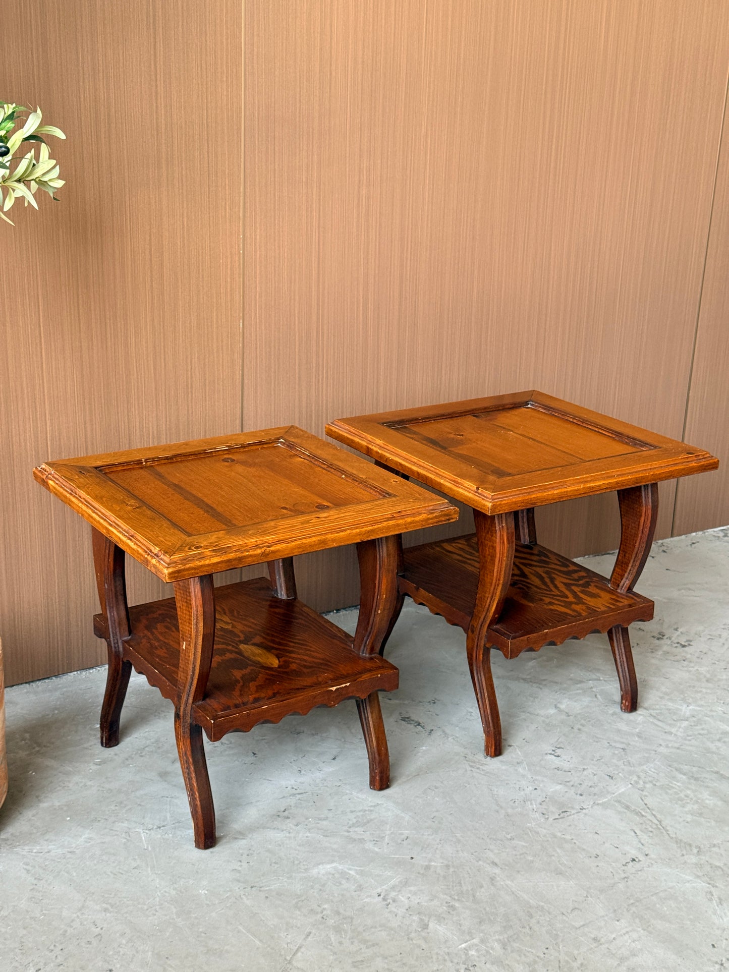 Vintage Wooden Side Tables (Pair)
