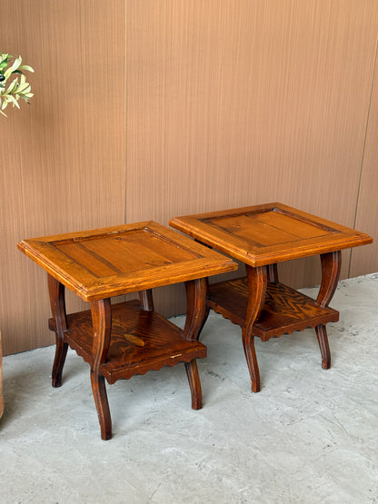 Vintage Wooden Side Tables (Pair)