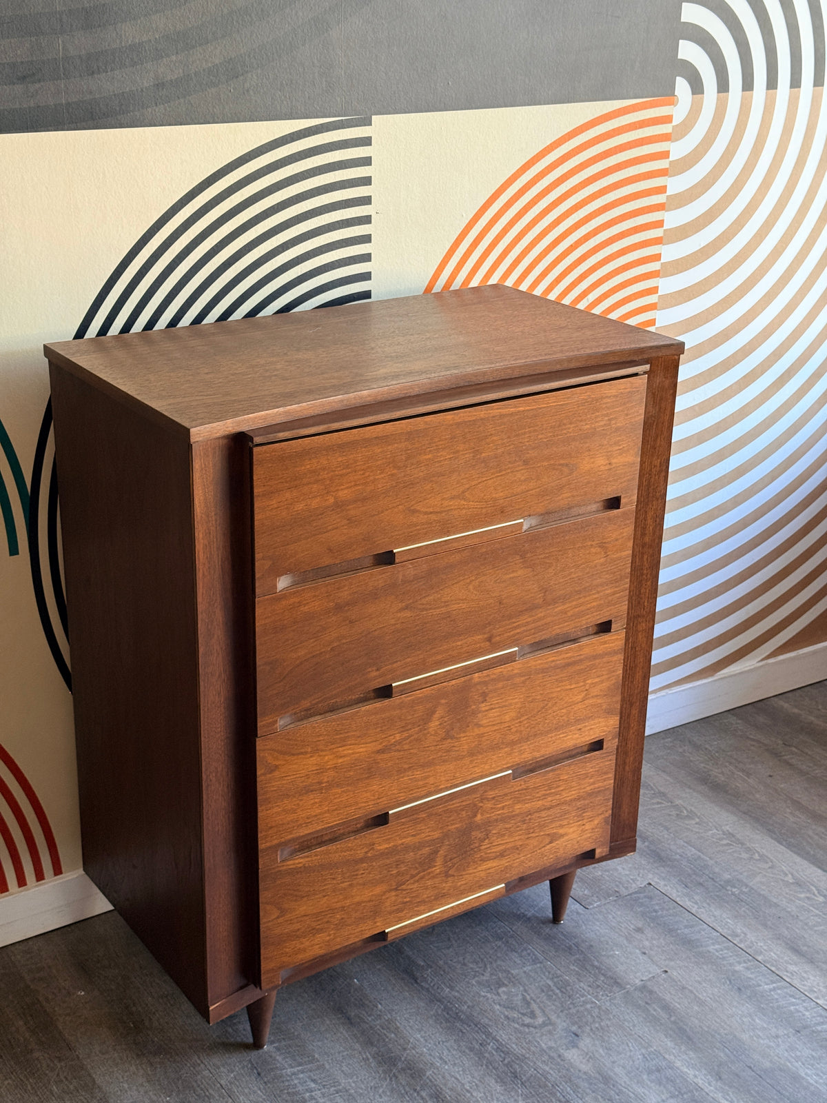 Vintage Walnut Tallboy Dresser by Viscol