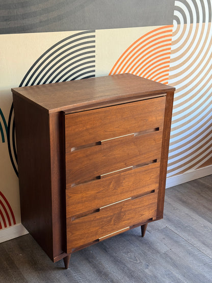 Vintage Walnut Tallboy Dresser by Viscol