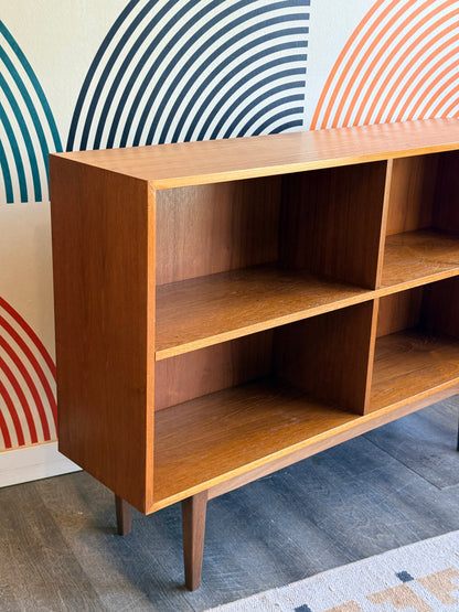 Vintage Teak Bookcase on Solid Walnut Legs