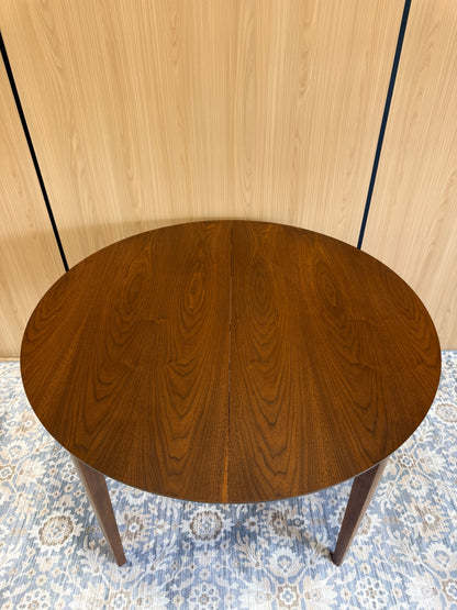 Vintage Round Walnut Dining Table with Two Leaves