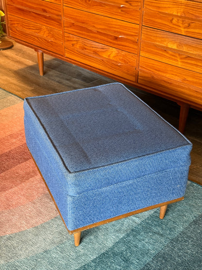 Vintage MCM Blue Ottoman