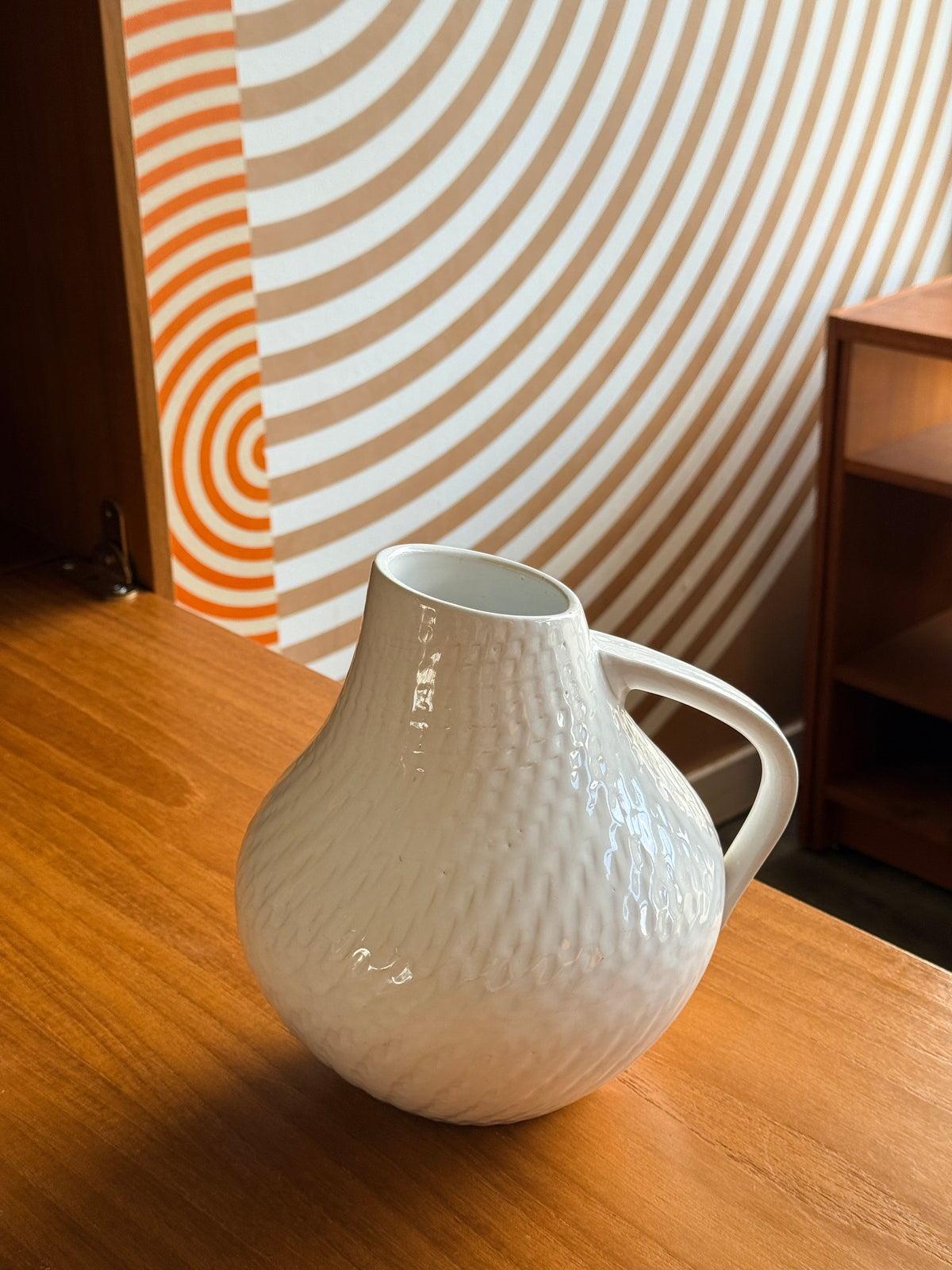 Vintage White W. German Pottery Jug, 377-23