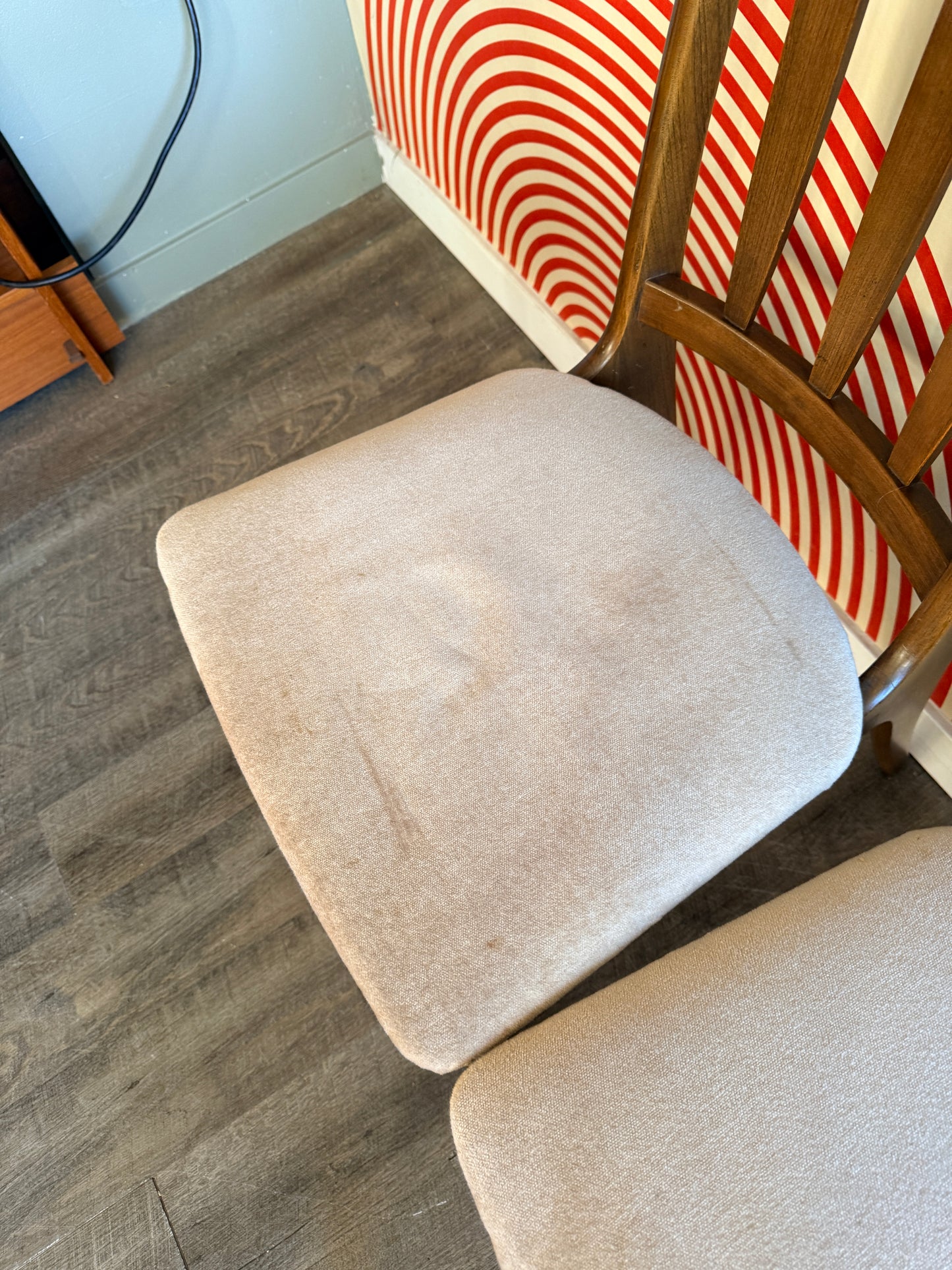 Set of 5 Vintage Walnut Dining Chairs