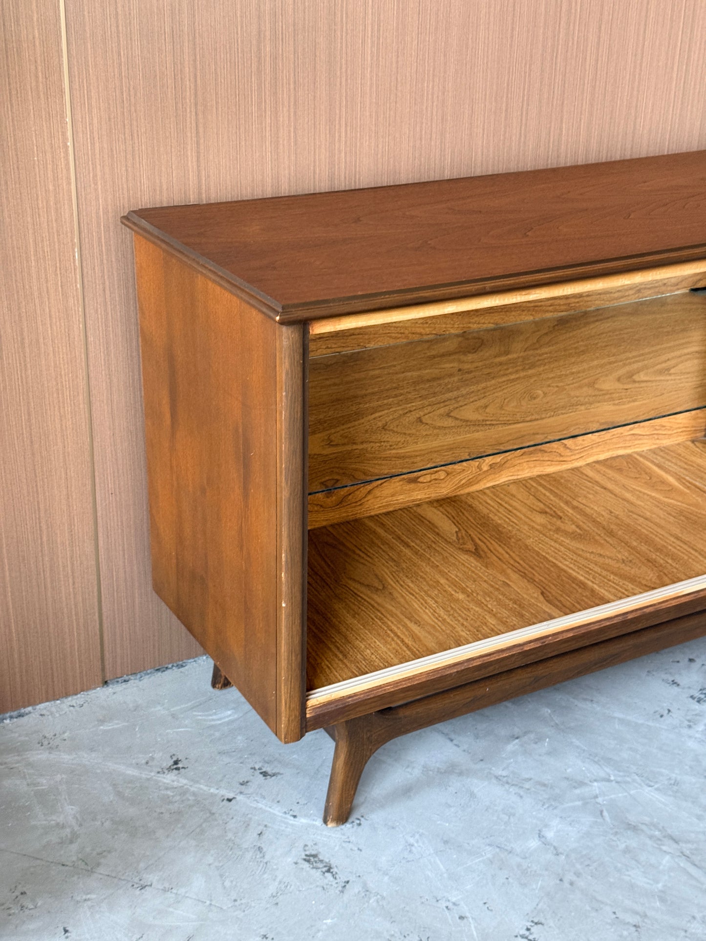 Vintage Walnut Display Open Cabinet