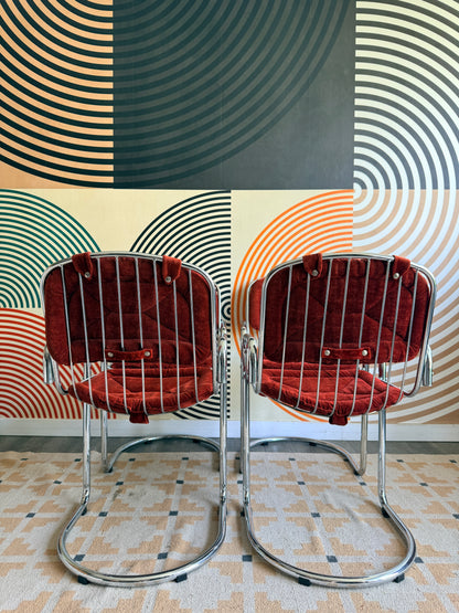 Set of 4 Cantilever Chrome Chairs
