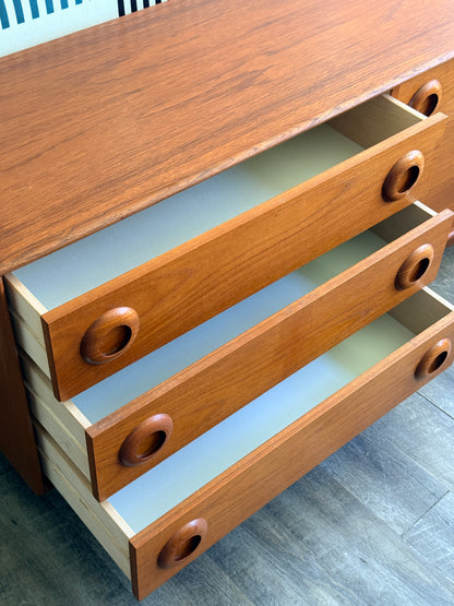 Vintage Teak 6 Drawer Dresser