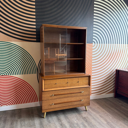 Vintage Oak China Cabinet by Victoriaville Furniture