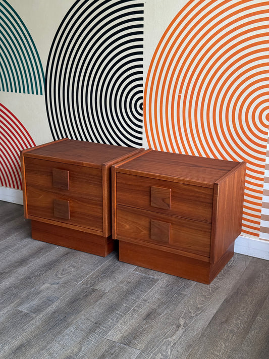 Pair of Teak Nightstand Tables