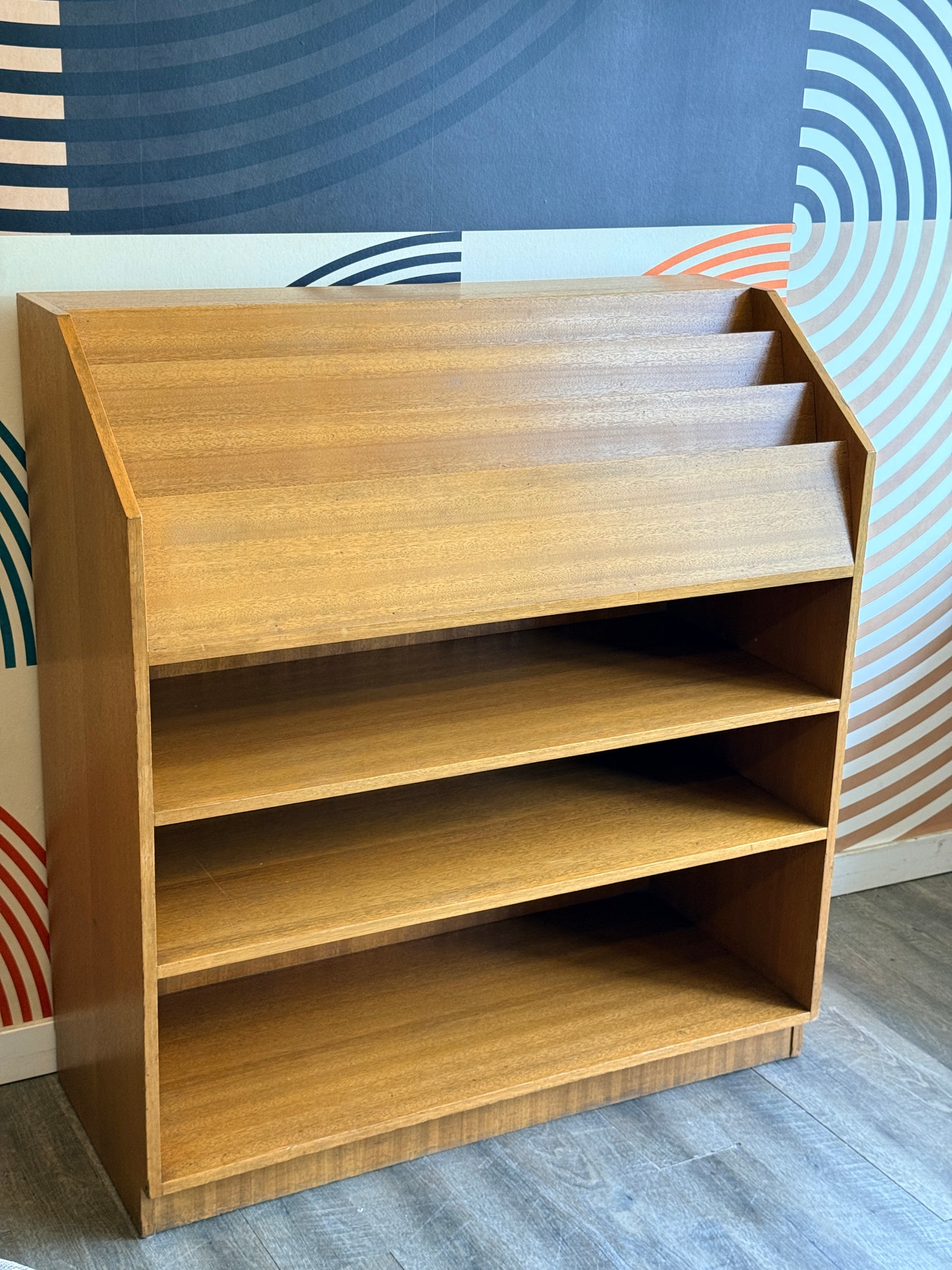 Vintage Wood Bookcase with Tiered Shelves
