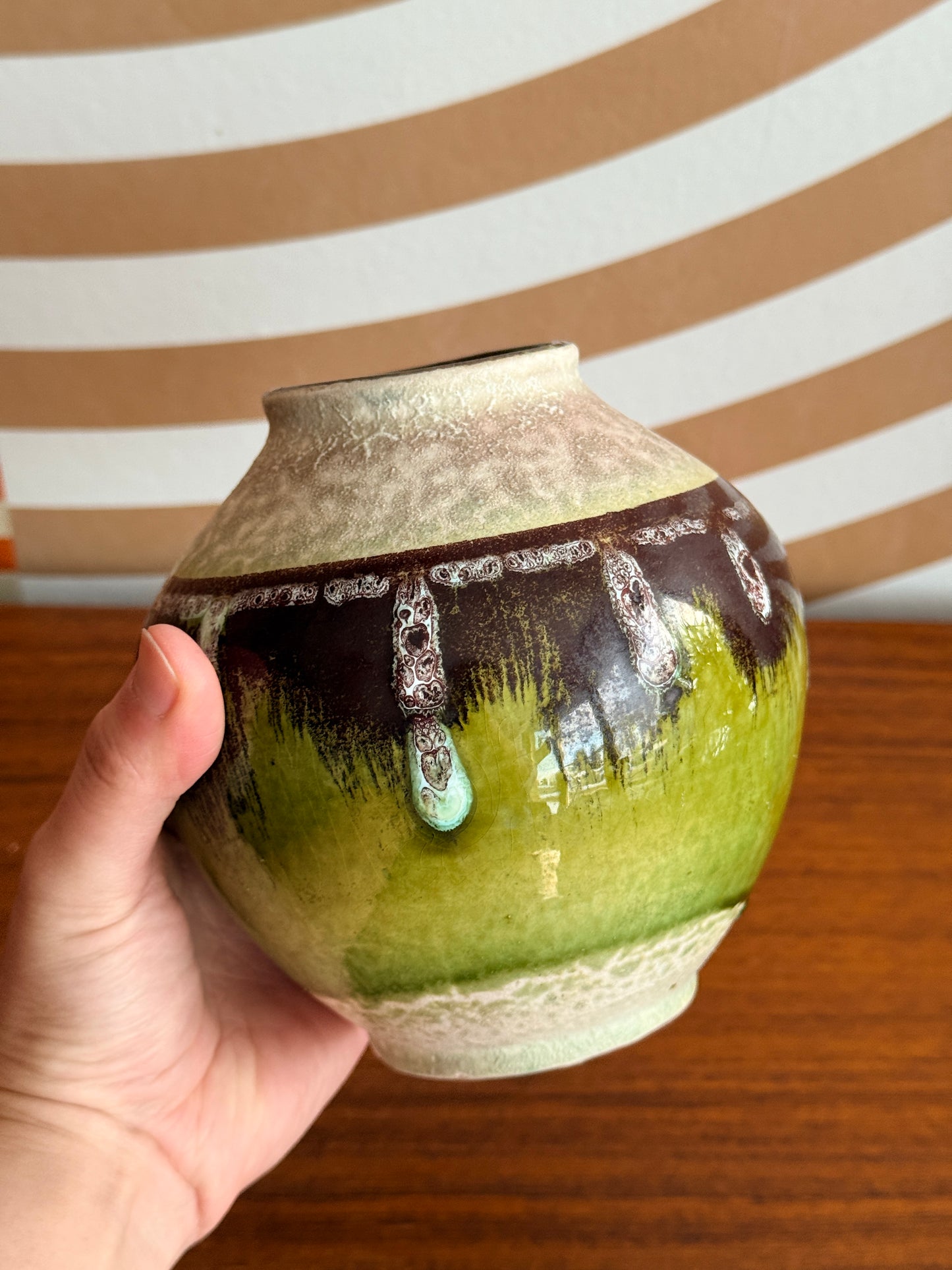 Vintage W. German Green and Brown Vase
