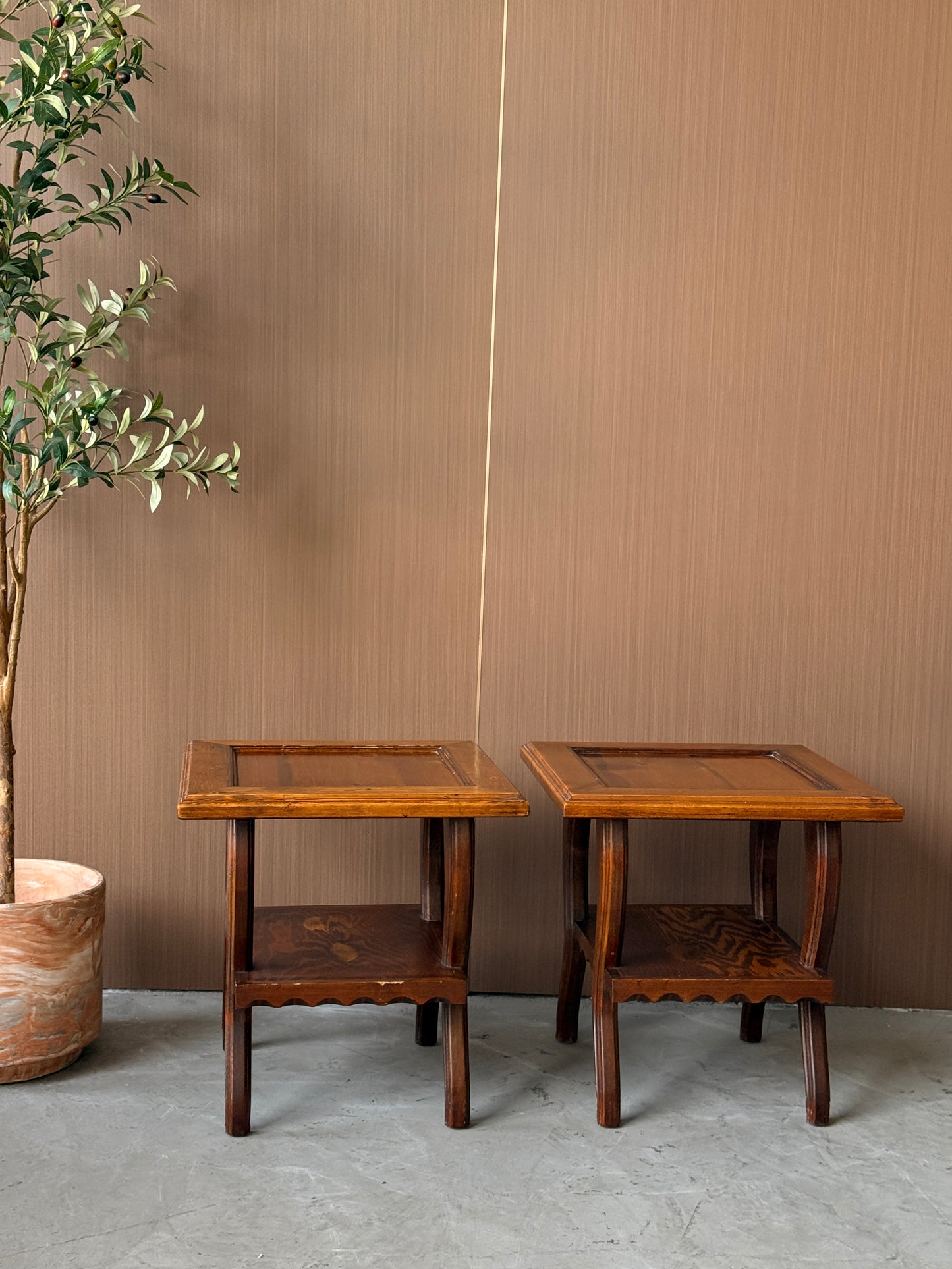 Vintage Wooden Side Tables (Pair)