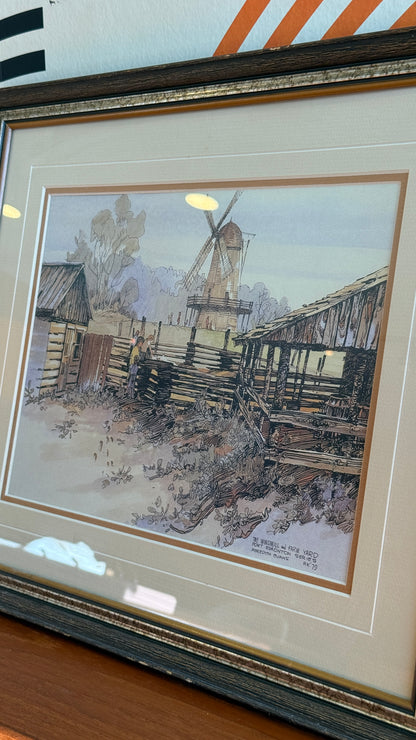 Vintage Meredith Evans Fort Edmonton Windmill Print
