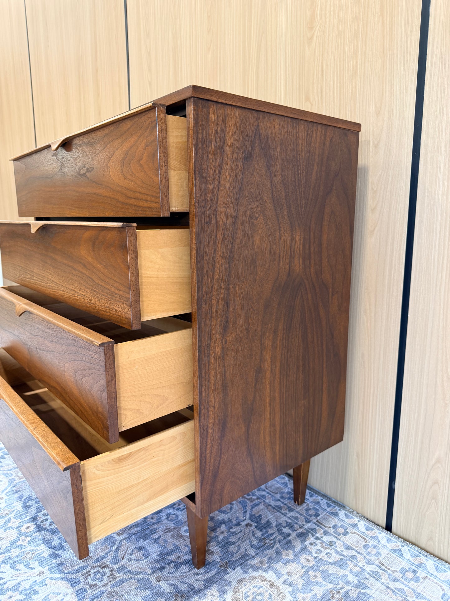 Vintage Walnut 4 Drawer Tallboy by Vic-Art