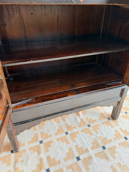 Antique Chinese Red & Black Lacquer Cabinet