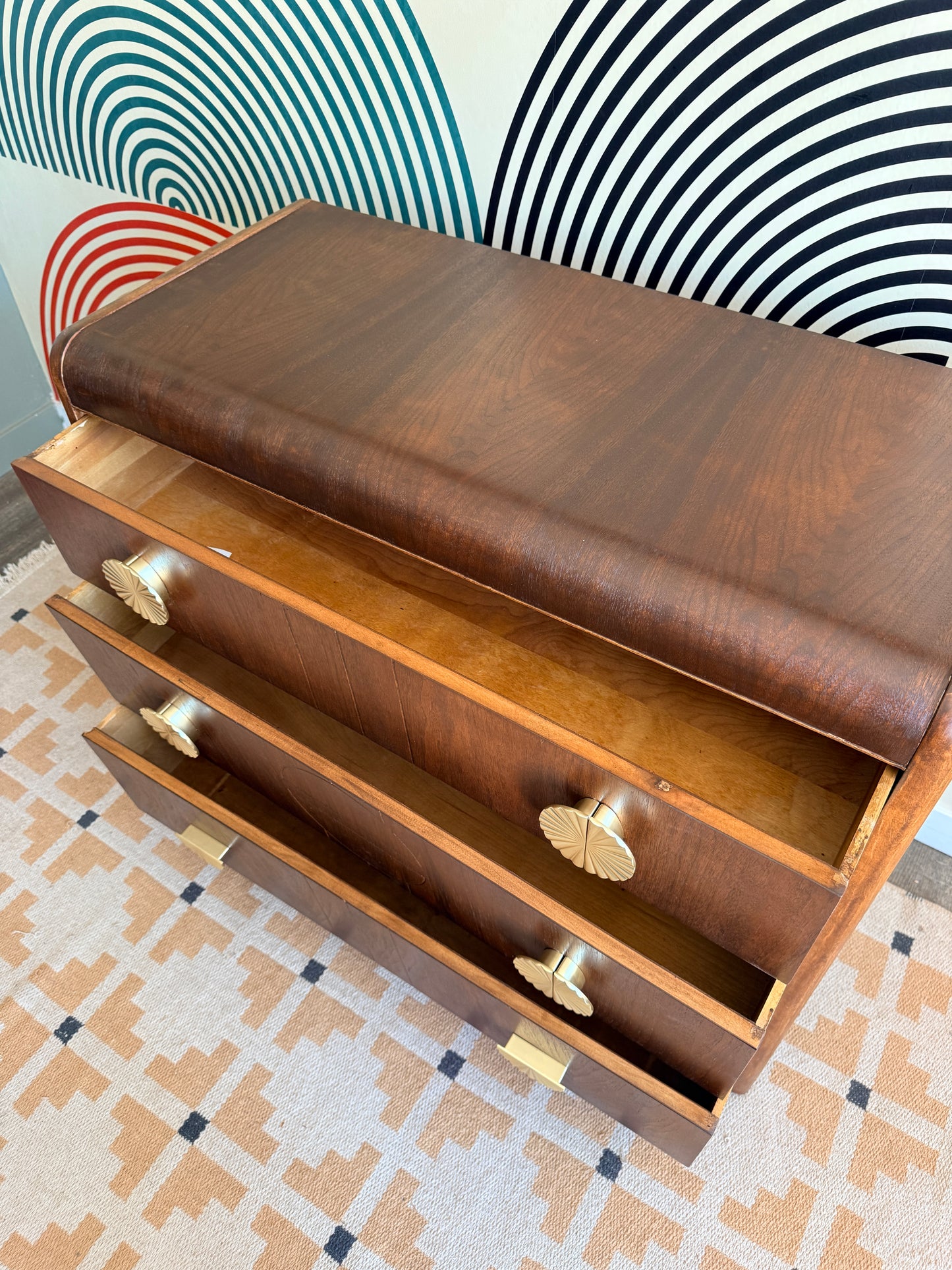 Vintage Art Deco Walnut Dresser