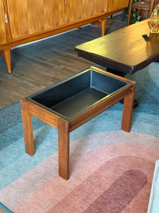 Vintage Solid Teak Planter w/ Removable Insert