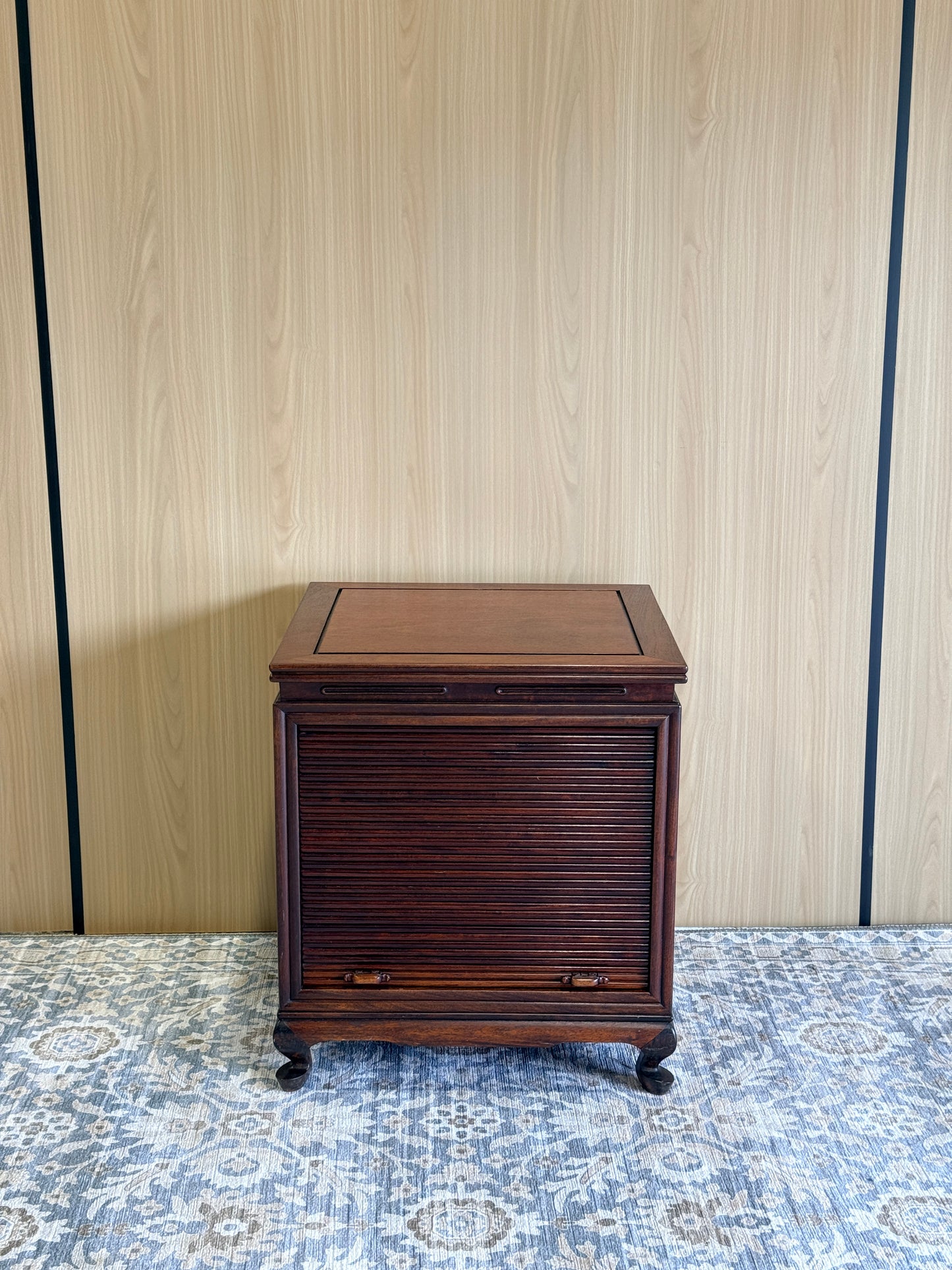 Vintage Wood Tambour Door Cabinet