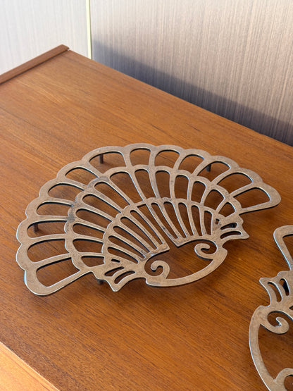Vintage 1970s  Clamshell Trivets (Sold separately)