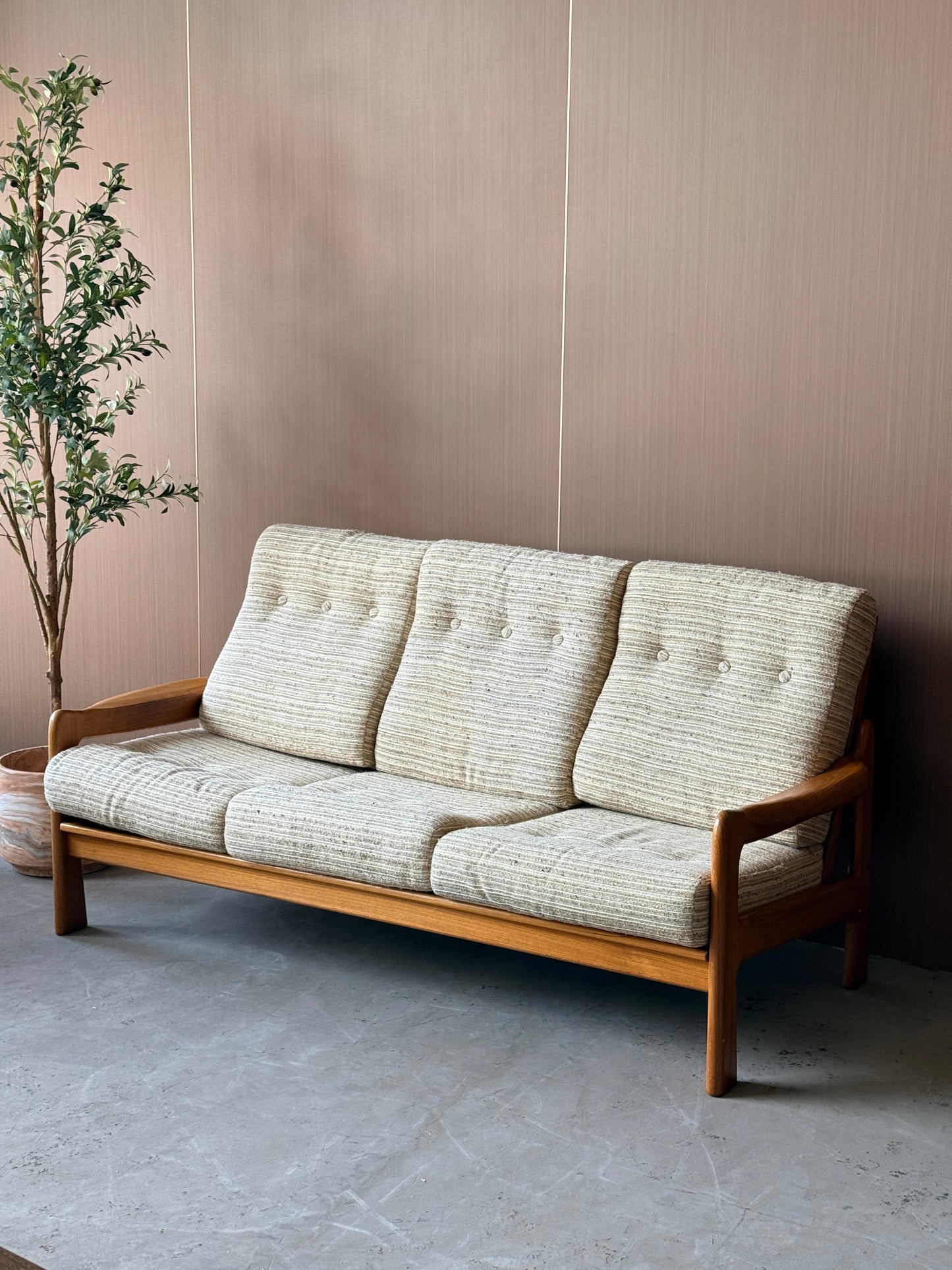 Vintage MCM Solid Teak Sofa