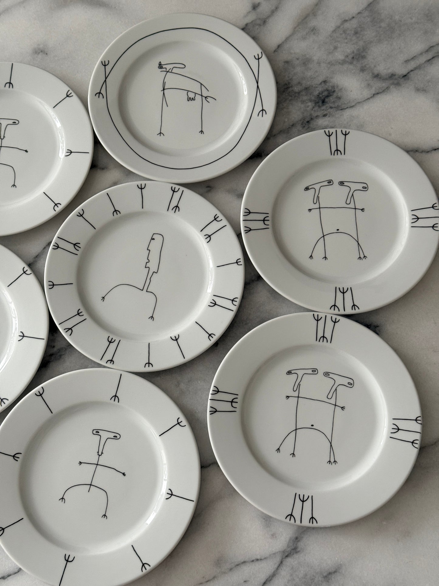 Set of 7 Vintage Vista Alegre Portugal “ Wacky” Lunch or Desert Plates