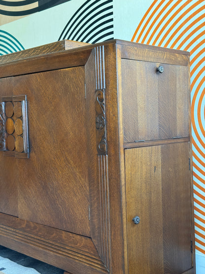 Vintage Oak Dry Bar Cabinet