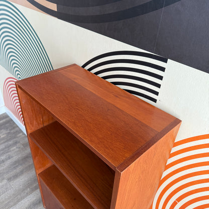 Small Teak Bookcase with a Drop-down Door